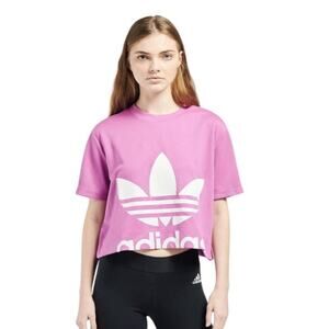 Adidas trefoil Crop tee in pink